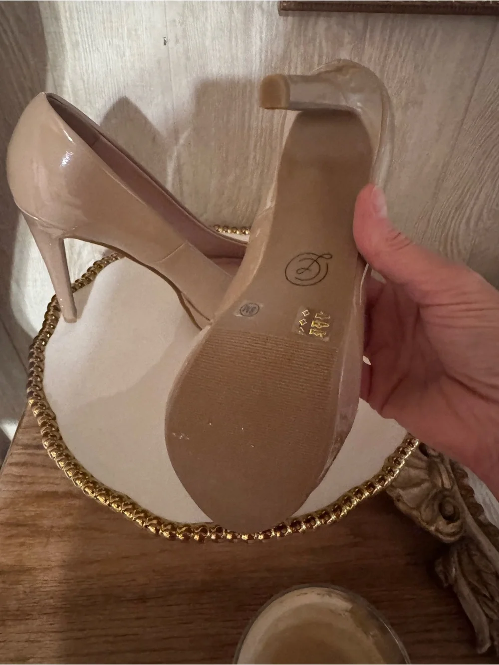 New never worn Chinese Laundry Nude Patent Peep-Toe Heels